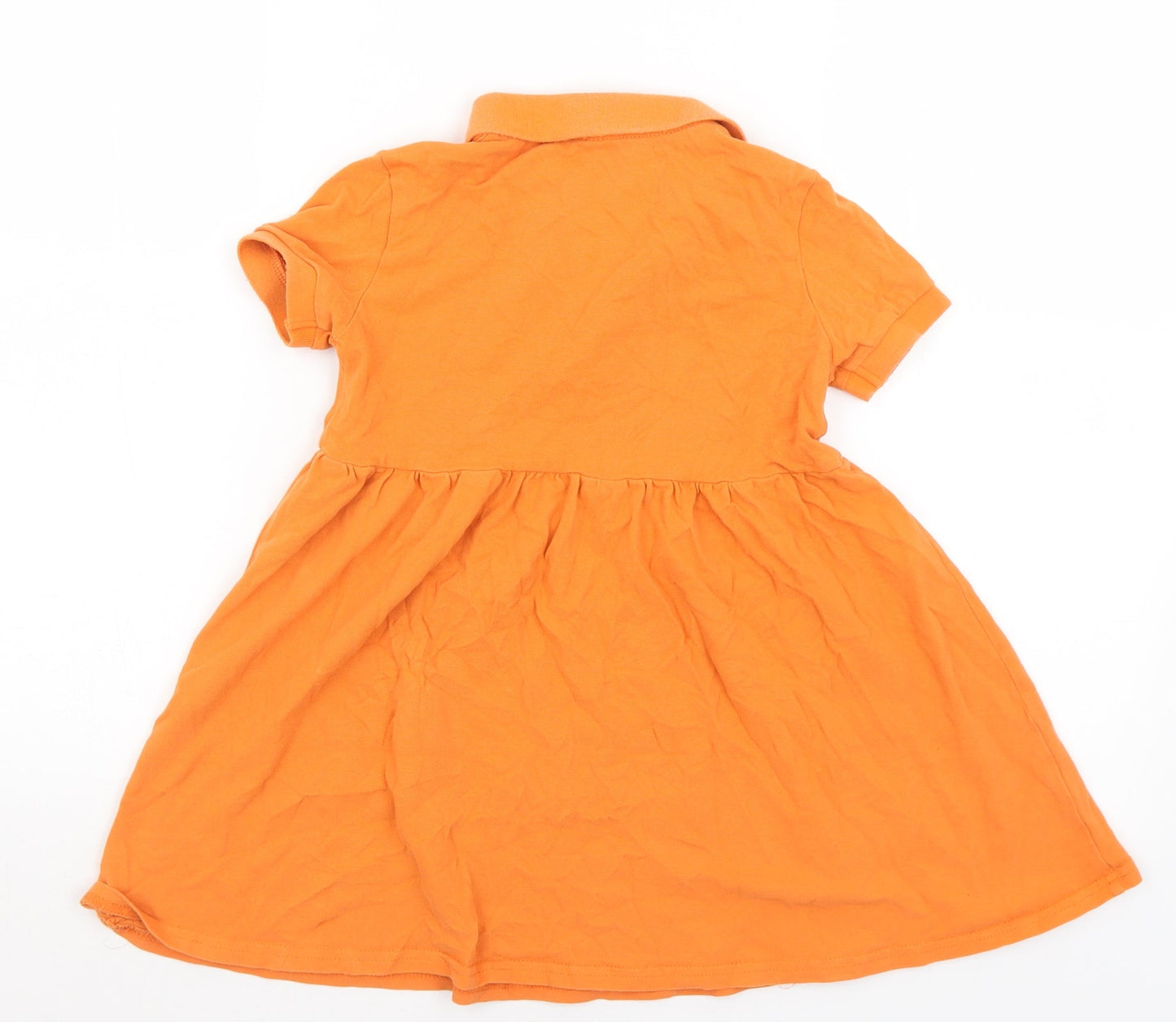 SheIn Girls Orange  Cotton A-Line  Size 7 Years  Collared Button
