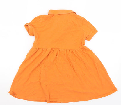 SheIn Girls Orange  Cotton A-Line  Size 7 Years  Collared Button