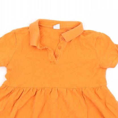 SheIn Girls Orange  Cotton A-Line  Size 7 Years  Collared Button
