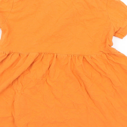 SheIn Girls Orange  Cotton A-Line  Size 7 Years  Collared Button