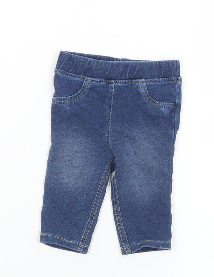 George Girls Blue  Cotton Jogger Jeans Size 0-3 Months