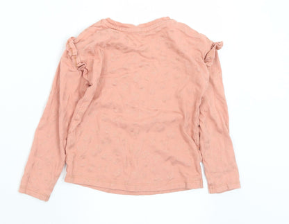 TU Girls Pink Animal Print Cotton Basic T-Shirt Size 4 Years Crew Neck