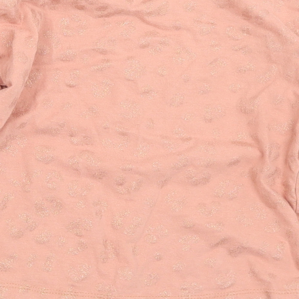 TU Girls Pink Animal Print Cotton Basic T-Shirt Size 4 Years Crew Neck