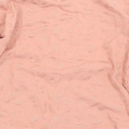 TU Girls Pink Animal Print Cotton Basic T-Shirt Size 4 Years Crew Neck