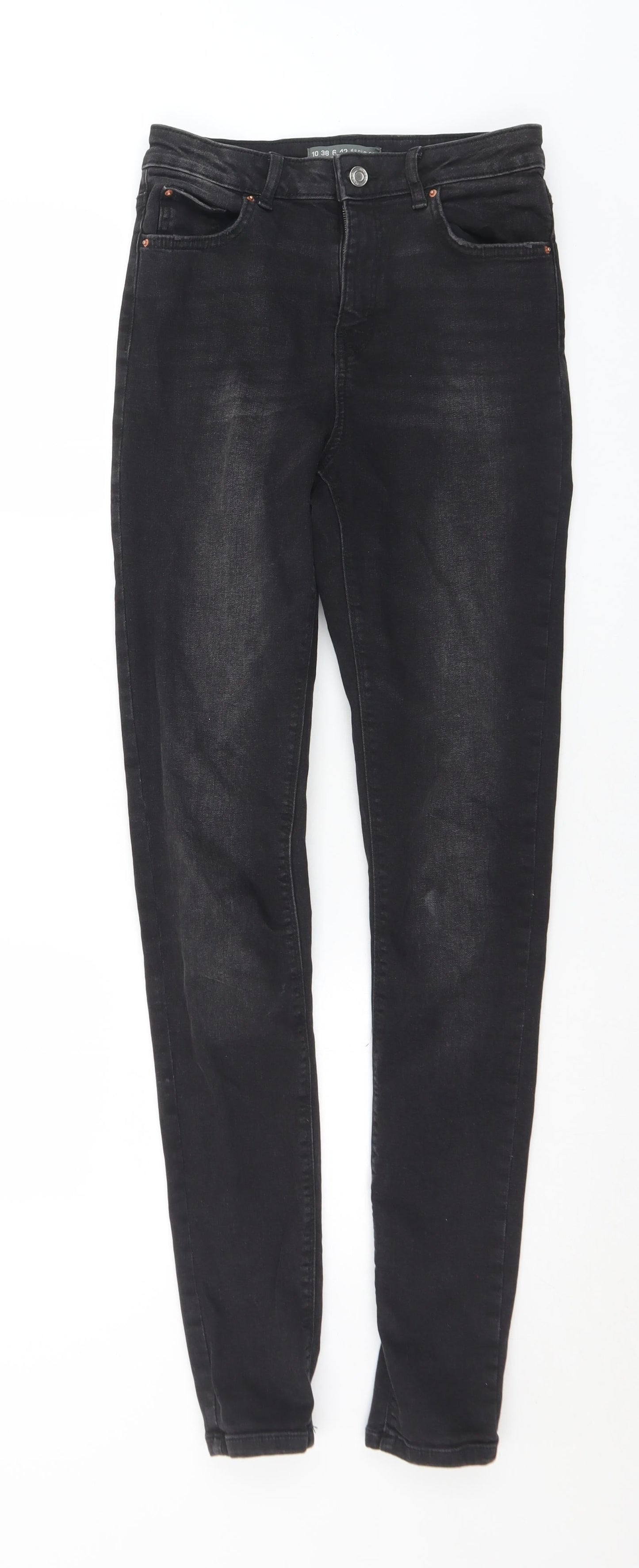 Denim & Co. Womens Black  Cotton Skinny Jeans Size 10 L32 in Slim Button