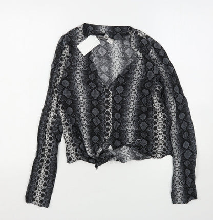 Womens UK Size 6 H&M Grey Basic Button-Up