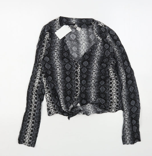 Womens UK Size 6 H&M Grey Basic Button-Up