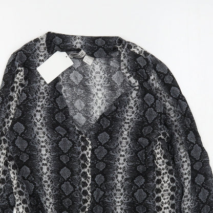 Womens UK Size 6 H&M Grey Basic Button-Up