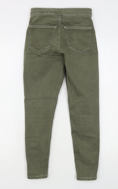 Topshop Womens Green  Cotton Skinny Jeans Size 26 in L24 in Regular