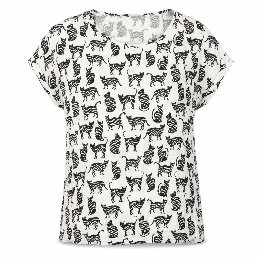 Atmosphere Womens White Animal Print Viscose Basic Blouse Size 8 Round Neck