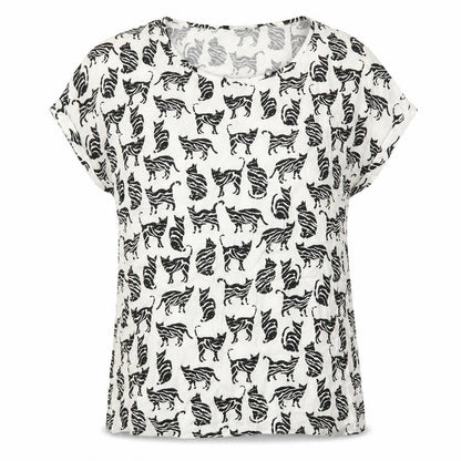 Atmosphere Womens White Animal Print Viscose Basic Blouse Size 8 Round Neck