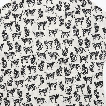 Atmosphere Womens White Animal Print Viscose Basic Blouse Size 8 Round Neck