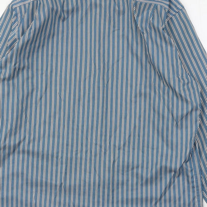Daniel Grahame Mens Blue Striped Cotton  Button-Up Size L Collared