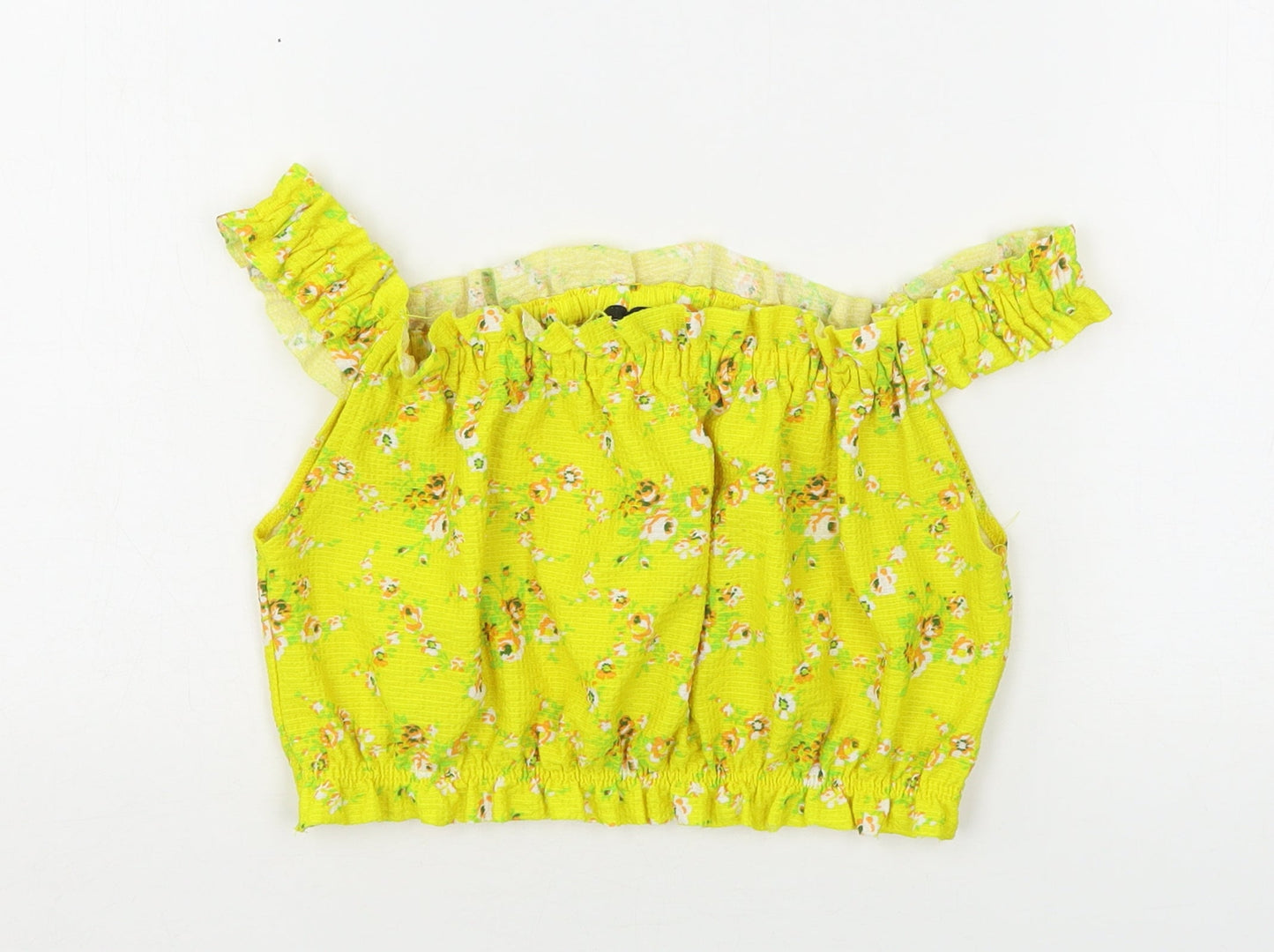 Womens UK Size 10 Topshop Yellow Cropped Tank