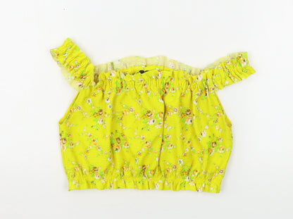 Womens UK Size 10 Topshop Yellow Cropped Tank