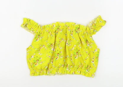 Womens UK Size 10 Topshop Yellow Cropped Tank