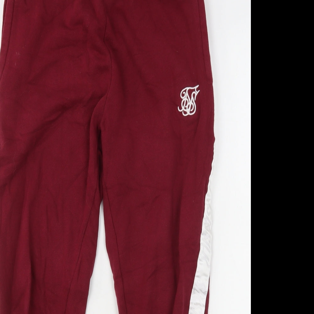 SikSilk Womens Red  Cotton Sweatpants Trousers Size 10 L28 in Regular Drawstring