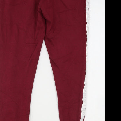 SikSilk Womens Red  Cotton Sweatpants Trousers Size 10 L28 in Regular Drawstring
