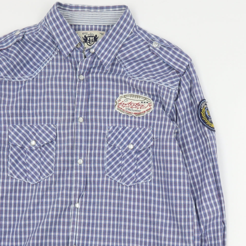 Urban Spirit Mens Blue Plaid Cotton  Button-Up Size M Collared Snap