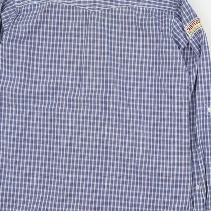 Urban Spirit Mens Blue Plaid Cotton  Button-Up Size M Collared Snap