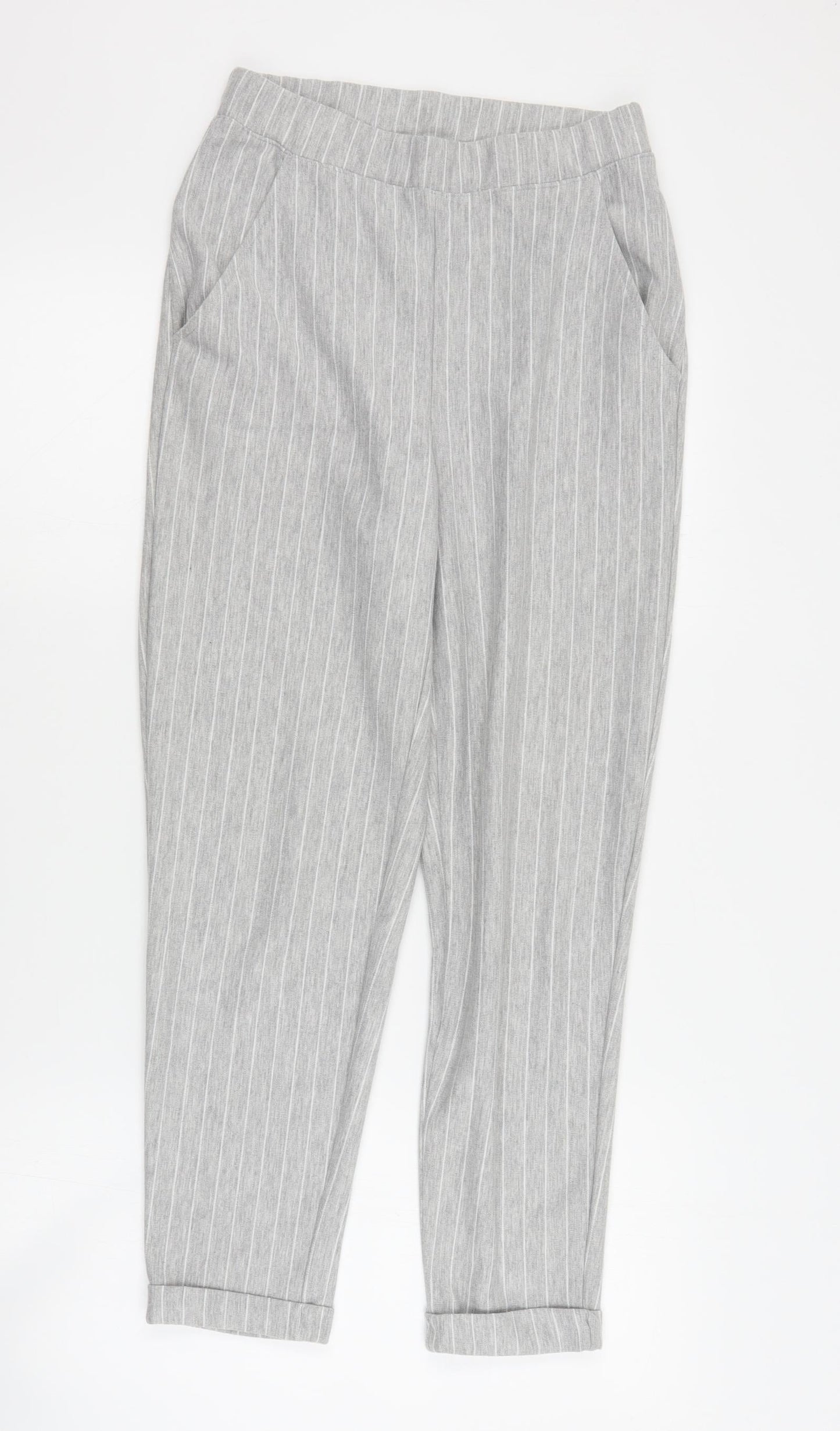 Womens UK Size XS H&M Regular Fit Cropped Grey Trousers