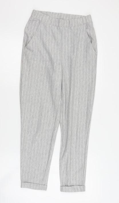 Womens UK Size XS H&M Regular Fit Cropped Grey Trousers