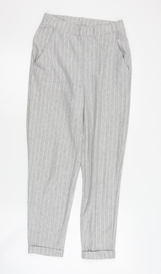 Womens UK Size XS H&M Regular Fit Cropped Grey Trousers