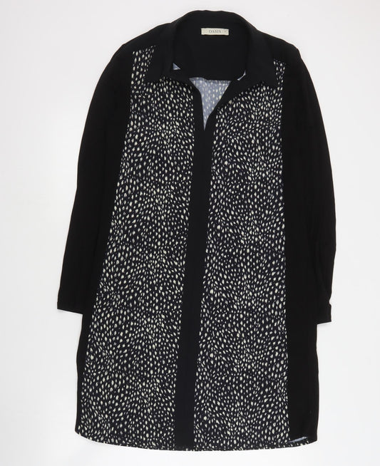 Oasis Womens Black Geometric Polyester Shirt Dress  Size M  V-Neck Pullover