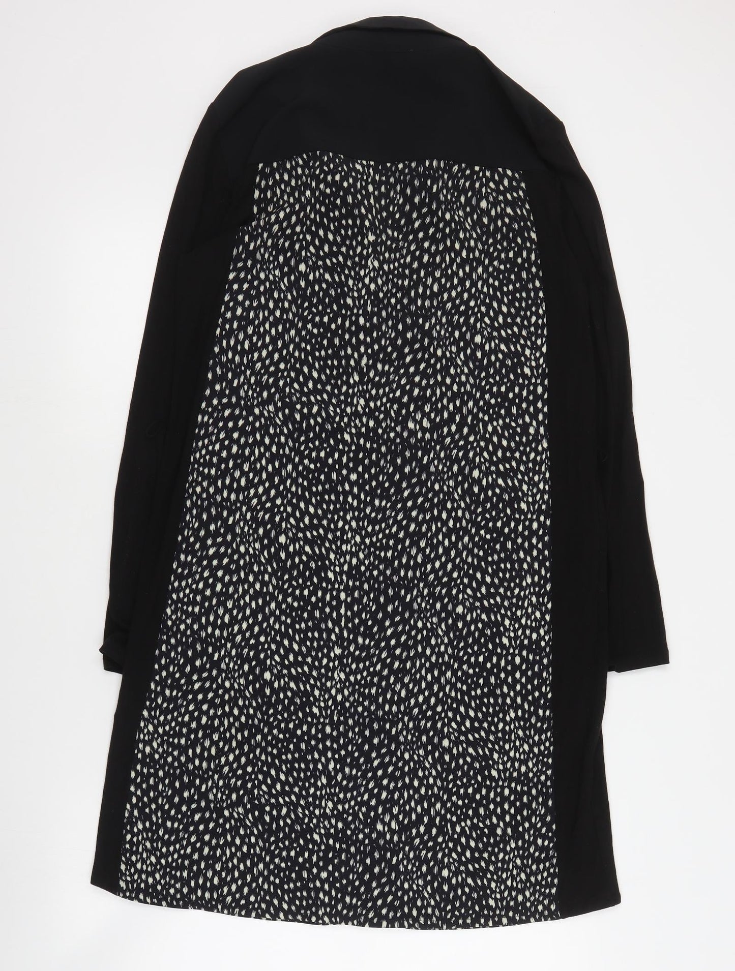 Oasis Womens Black Geometric Polyester Shirt Dress  Size M  V-Neck Pullover