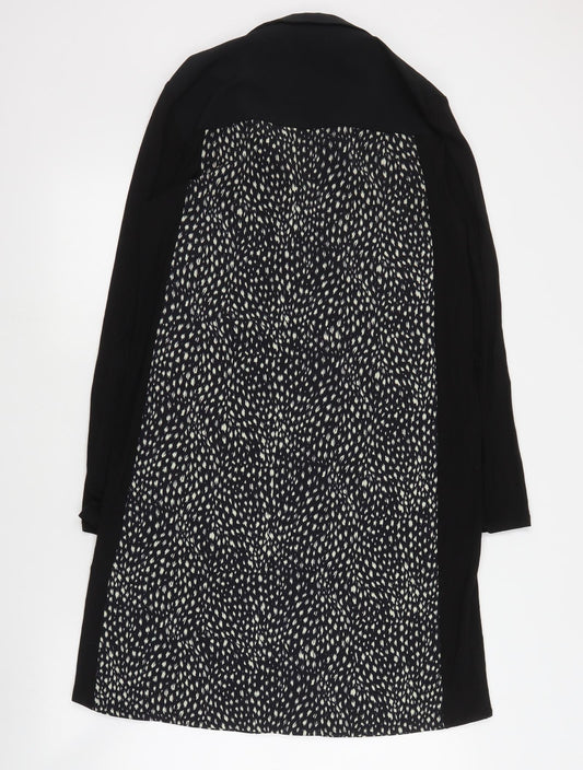 Oasis Womens Black Geometric Polyester Shirt Dress  Size M  V-Neck Pullover