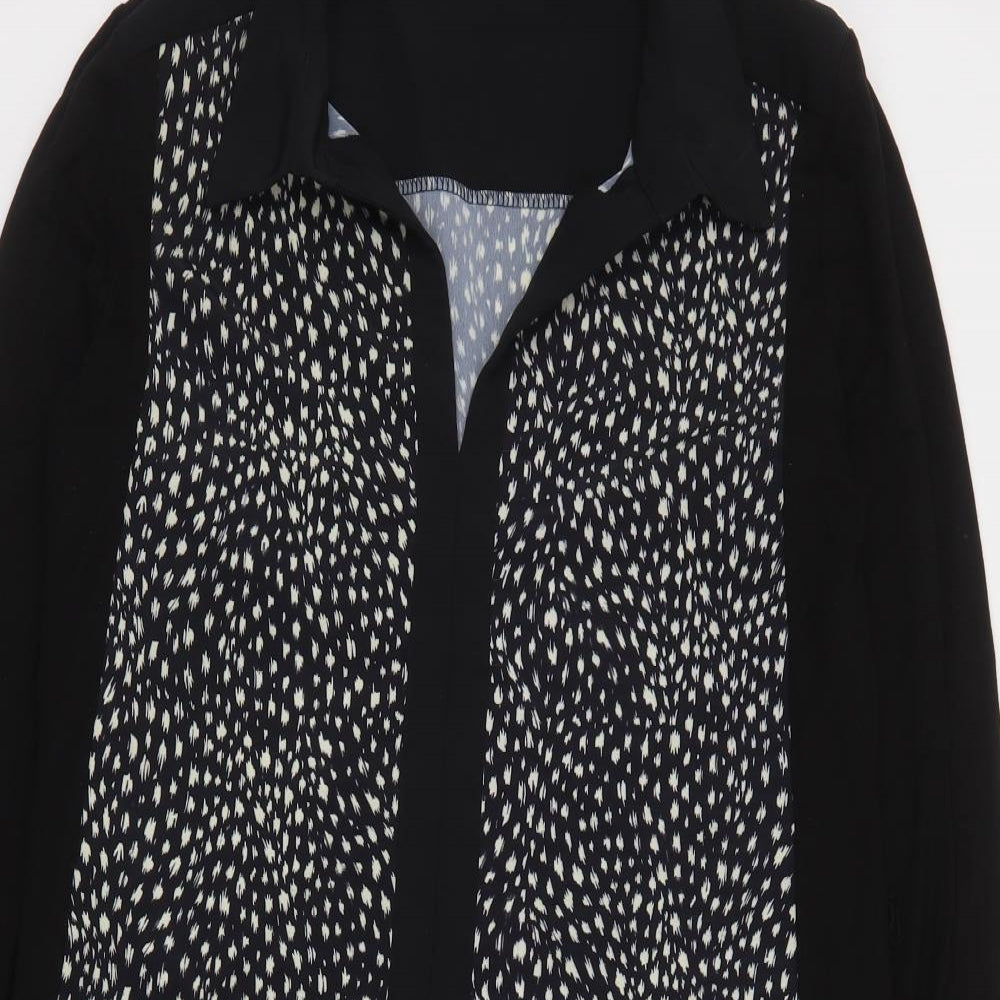 Oasis Womens Black Geometric Polyester Shirt Dress  Size M  V-Neck Pullover