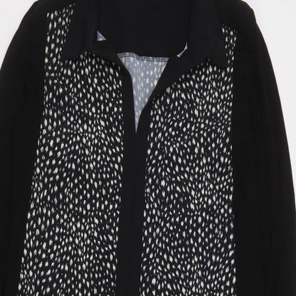 Oasis Womens Black Geometric Polyester Shirt Dress  Size M  V-Neck Pullover