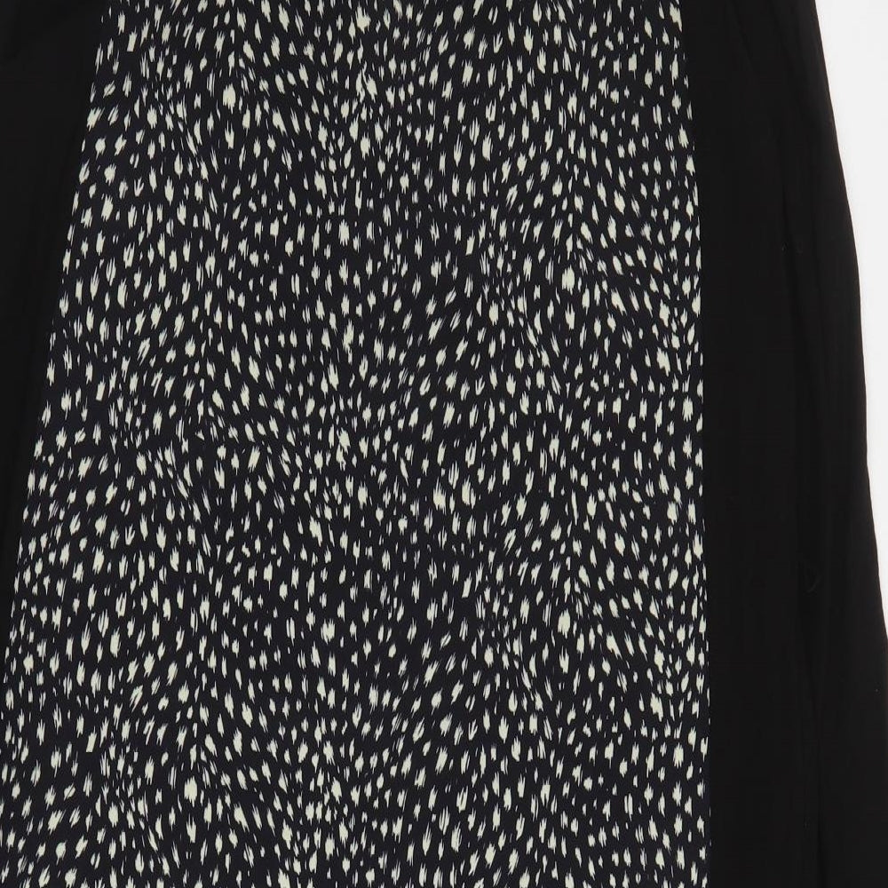 Oasis Womens Black Geometric Polyester Shirt Dress  Size M  V-Neck Pullover