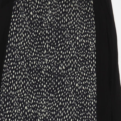 Oasis Womens Black Geometric Polyester Shirt Dress  Size M  V-Neck Pullover