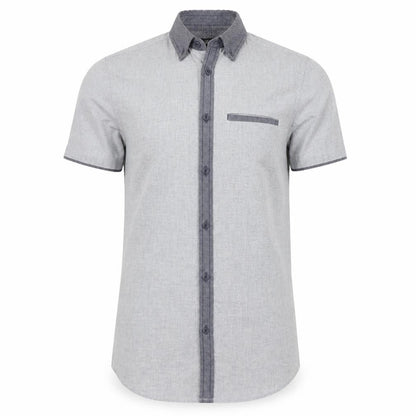 Mens UK Size S F&F Grey  Button-Up Short Sleeve Casual Shirt