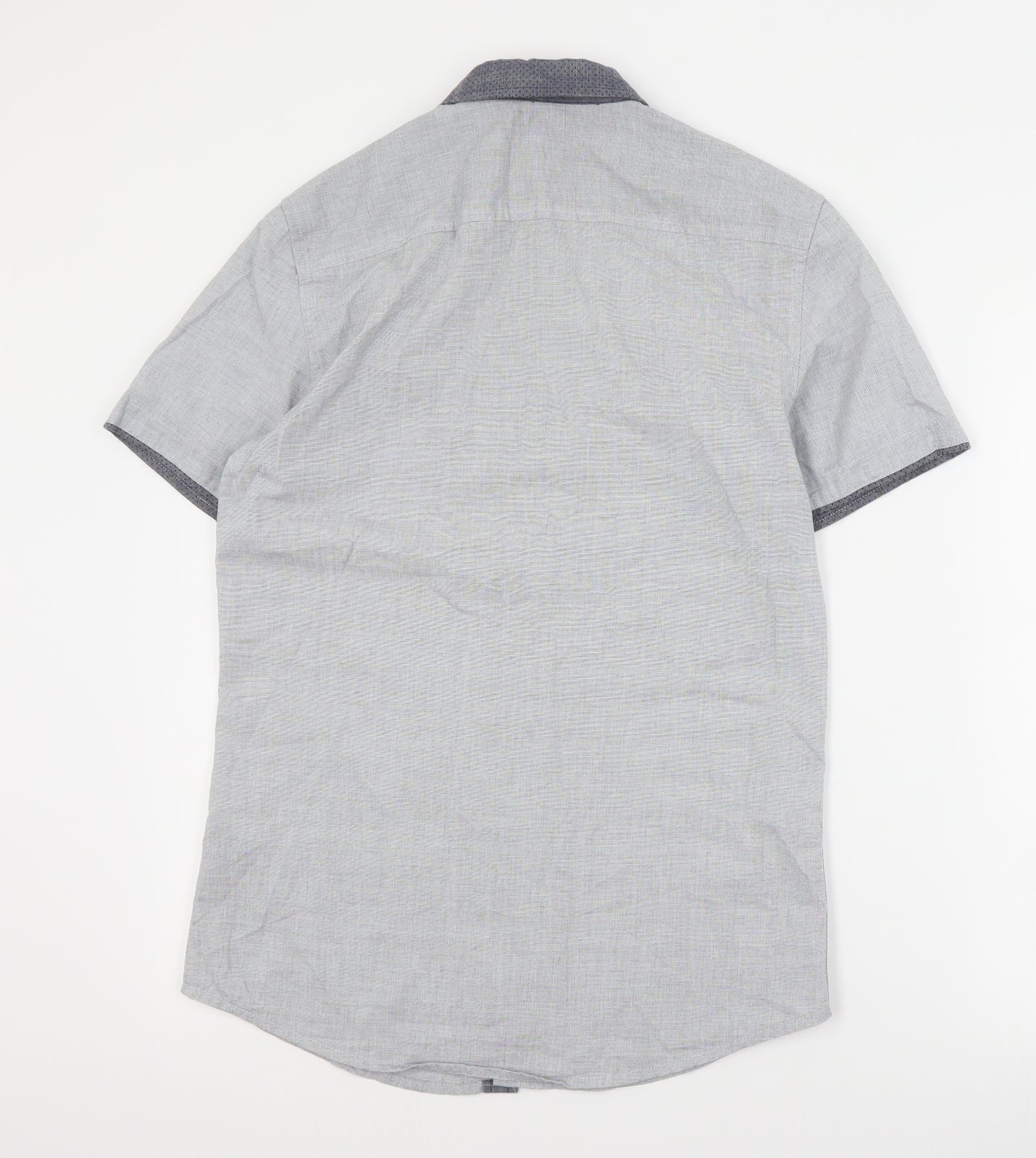 F&F Mens Grey  Cotton  Button-Up Size S Collared Button