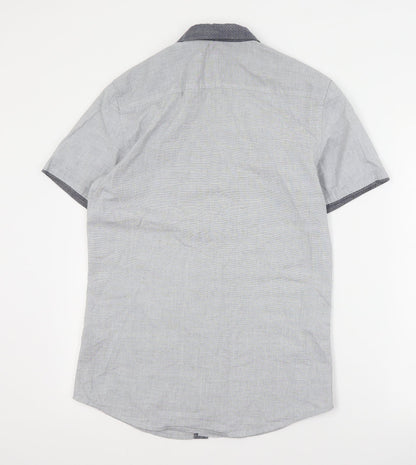 F&F Mens Grey  Cotton  Button-Up Size S Collared Button