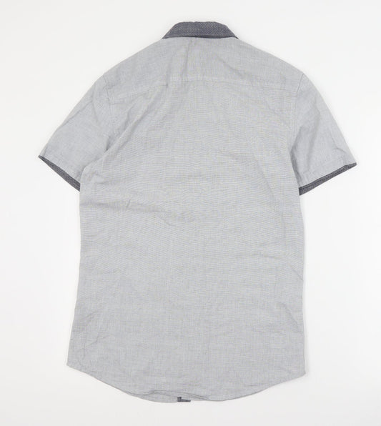 F&F Mens Grey  Cotton  Button-Up Size S Collared Button