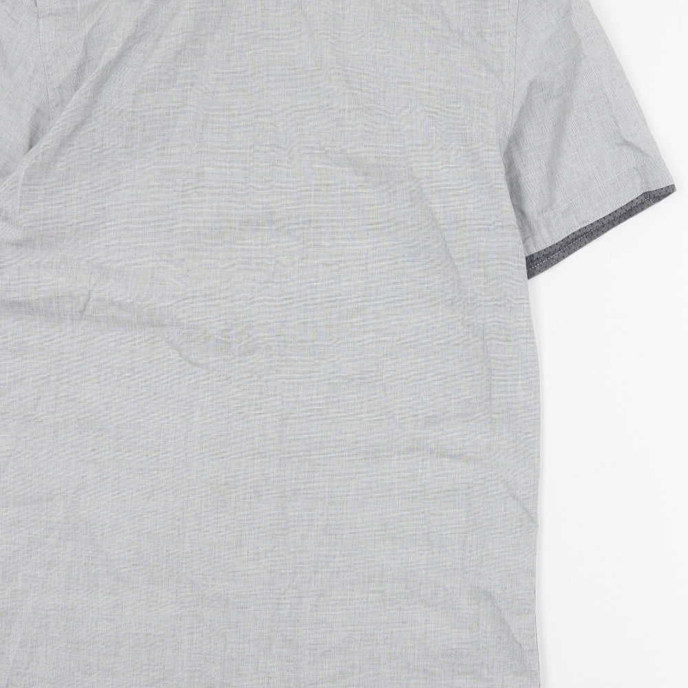 F&F Mens Grey  Cotton  Button-Up Size S Collared Button