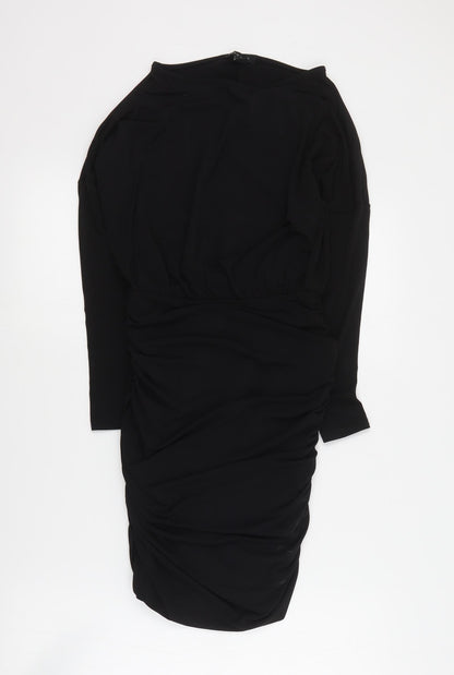 New Look Womens Black  Polyester Mini  Size 8  Round Neck Pullover - Ruched