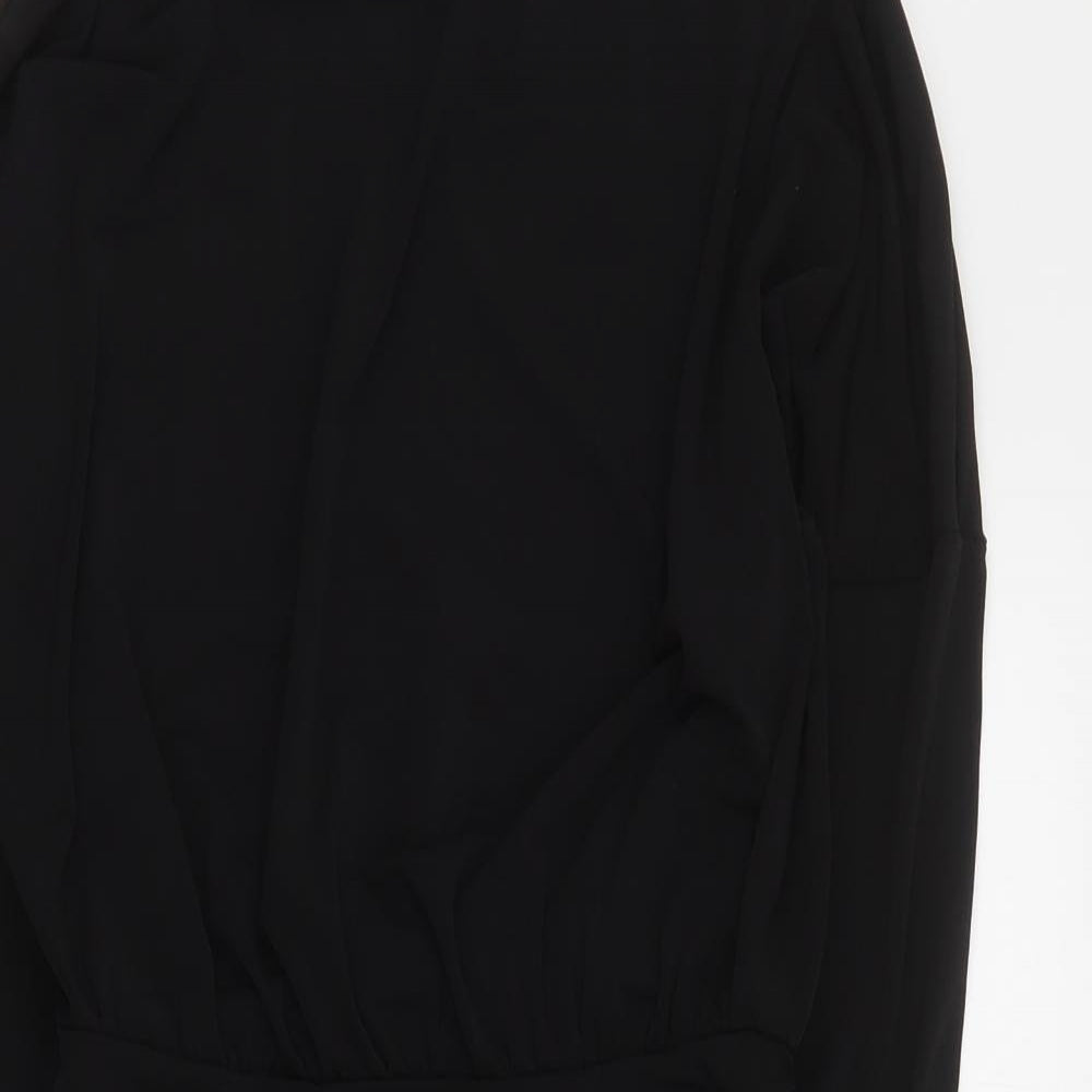 New Look Womens Black  Polyester Mini  Size 8  Round Neck Pullover - Ruched