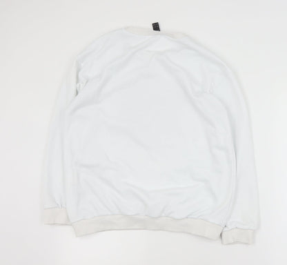 SheIn Mens White  Polyester Pullover Sweatshirt Size M
