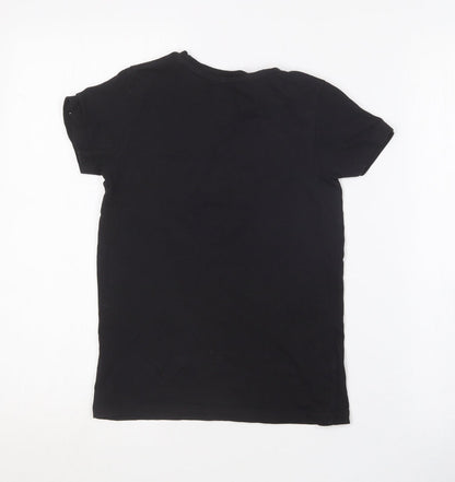 Matalan Boys Black  Cotton Basic T-Shirt Size 8 Years Round Neck  - Bronx NYC