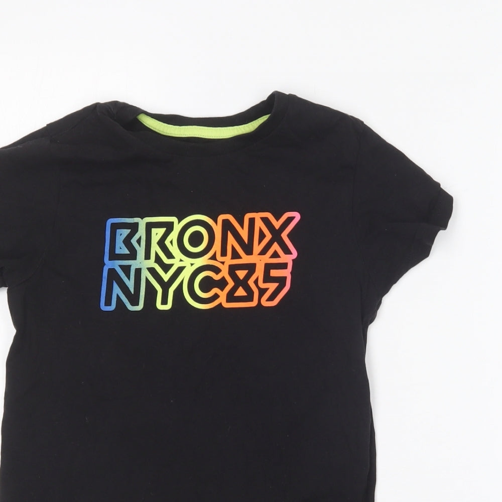 Matalan Boys Black  Cotton Basic T-Shirt Size 8 Years Round Neck  - Bronx NYC