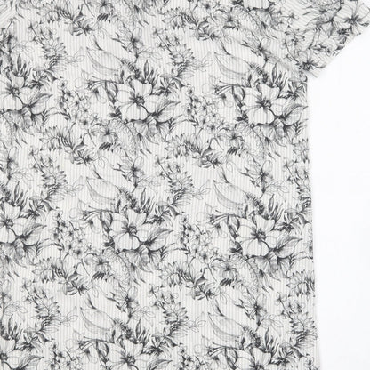 My Bra Fashion Womens White Floral Cotton Shirt Dress  Size S  V-Neck