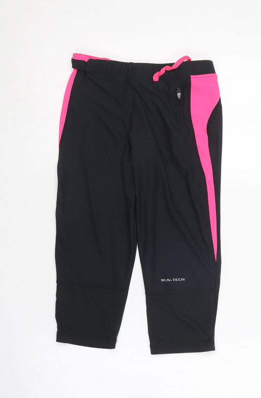 Mi Fit Womens Black  Polyester Compression Leggings Size 8 L16 in Regular