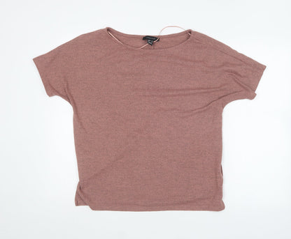 Primark Womens Brown  Polyester Basic T-Shirt Size 8 Round Neck