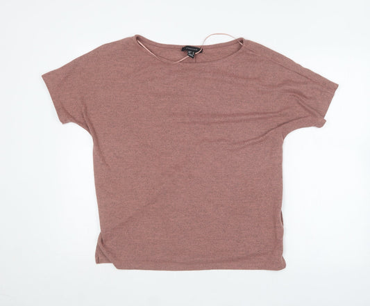 Primark Womens Brown  Polyester Basic T-Shirt Size 8 Round Neck