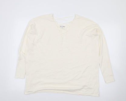 Wild Honey Womens Ivory V-Neck  Rayon Pullover Jumper Size S