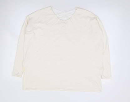 Wild Honey Womens Ivory V-Neck  Rayon Pullover Jumper Size S
